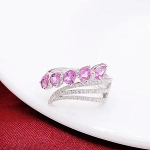 Anillo de Oro Blanco Premium con Zafiro Rosa Natural de 2 Quilates y Diamantes para Mujer, Joyería Nupcial Elegante de Moissanita, Proveedor Mayorista - Product Image 2