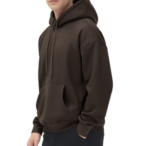 Sweats à capuche pour hommes de haute qualité 100% coton basiques coton mélangé surdimensionné recadrée vêtements de rue sweats à capuche en molleton uni pour hommes - Product Image 3