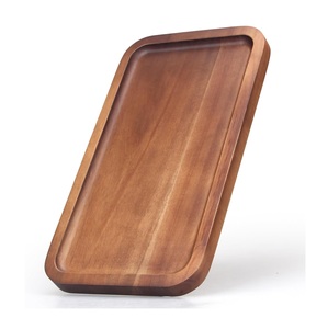 Vente en gros Plateau de service décoratif fait main en bois de noyer brun rustique avec poignée Passe au lave-vaisselle et au micro-ondes - Product Image 1