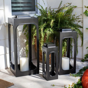 Set 3 Elegant <b>Black</b> Metal Indoor Outdoor <b>Candlestick</b> Holders High Quality Christmas Decorations Home Patio Classic Style - Product Image 1