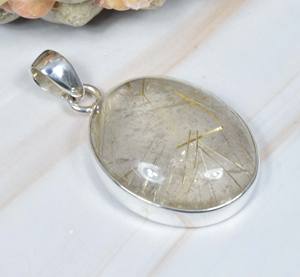 Pendentif fin en argent sterling massif 925 avec breloque de réglage de lunette élégante en rutile doré - Product Image 3