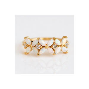 Bagues de mariage en or 18K, Couple opale éthiopienne, luxe, nouveau Design, or massif, bijoux fins avec de vrais diamants - Product Image 1