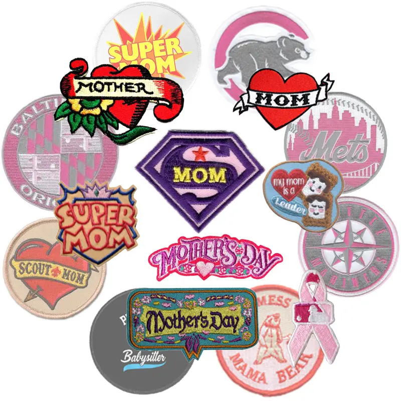 Mothers Day Gifts 2024 Custom Breast Cancer Awareness Embroidery Patches Pink Ribbon Iron On Mama Patch For Clothing