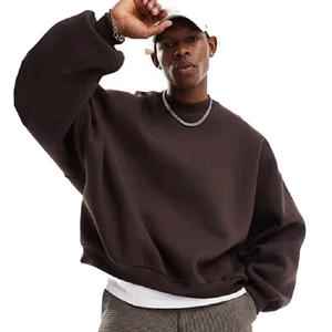 Sweat-shirt de qualité supérieure à col rond pour hommes Logo personnalisé Extrême surdimensionné OEM Crop Boxy Fit Basics Sweatshirts en coton de couleur unie - Product Image 1