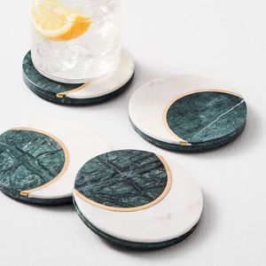 Personalized Design <b>Marble</b> <b>Coaster</b> Set of 4 white <b>Marble</b> <b>Coaster</b> Set Round Natural <b>Coasters</b> For Table Decorative - Product Image 3