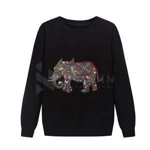 Chemises de survêtement surdimensionnées en strass personnalisés en coton mélangé à la mode Offre Spéciale pour hommes - Product Image 1