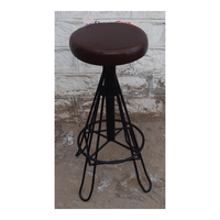 Tabouret de bar industriel vintage rétro en métal et cuir au design moderne, fait à la main, écologique, solide et durable à usage commercial