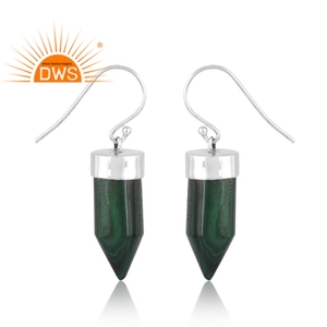 Meilleure vente en argent sterling oxydé malachite naturelle pierre précieuse balle conception balancent boucle d'oreille fabricant de bijoux personnalisés - Product Image 2
