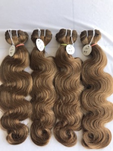 Nueva Llegada Raw Indian Temple Human Remy Cutícula Alineada Venta al por mayor #8 Color Body Wave Machine Doble Trama Extensiones de Cabello - Product Image 4