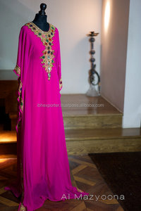 Pink Kaftan for Muslim Ladies With Latest Multi <b>Colour</b> <b>Stone</b> and Beads Work Designs - Product Image 2