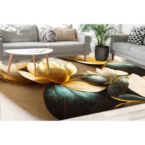 Alfombra con estampado de flor de loto: alfombra de lujo con diseño botánico colorido para pasillo, escalera y baño, diseño moderno, alfombra suave no tejida - Product Image 3
