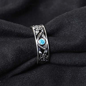 NOVAMART Fine Buy Premium 925 Pure Sterling <b>Silver</b> <b>Rings</b> for <b>Men</b> Geometric Bezel Setting with Zircon Rhodium Plated Jewelry Whol - Product Image 2