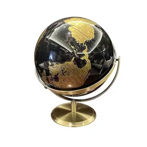 定制优雅手工黑色世界地球仪与黄铜支架印度制造商黄铜世界地球仪学校