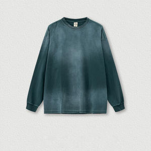 MOTE-MH142เสื้อยืดคู่รักแขนยาวแฟชั่นอเมริกาสำหรับฤดูใบไม้ร่วงและฤดูหนาวเสื้อยืดผ้าฝ้ายสีพื้นแบบสวมหัวสำหรับผู้ชายทรงหลวม260กรัม - Product Image 3