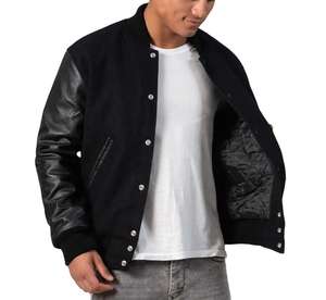 Vestes pour hommes OEM, tissu en velours côtelé de haute qualité, veste bomber en tissu de velours côtelé personnalisée, veste de baseball pour hommes - Product Image 4