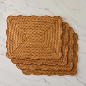 Stylish Handmade <b>Rattan</b> Scalloped Rectangle Placemat Handmade <b>Dining</b> <b>Table</b> & Modern Home Decor From Vietnam - Product Image 1