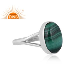 Meilleure qualité en argent sterling fin malachite naturelle pierre précieuse bague fendue fabricant de bijoux personnalisés - Product Image 3