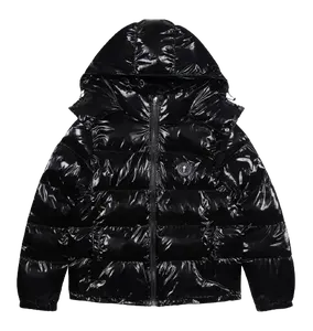 Hete Verkoop Glanzende Dikke Warme Winter Cropped Donsjack Plus Size Streetwear Klassieke Rits Up Vrouwen Trapstar Puffer Jack