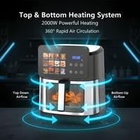 Freidora de Aire Profesional de Gran Capacidad de 9.5L, Pantalla Táctil Digital, Doble Calentamiento, Freidora de Aire sin Aceite, Horno Freidora de Aire Inteligente