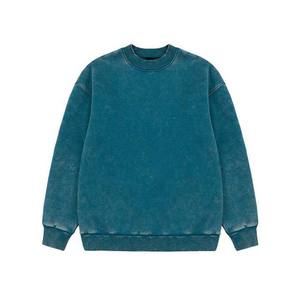 Haute qualité blanc à manches longues 100% coton 300GSM poids lourd Streetwear lavage à l'acide sweats vêtements pour hommes col rond basiques - Product Image 2