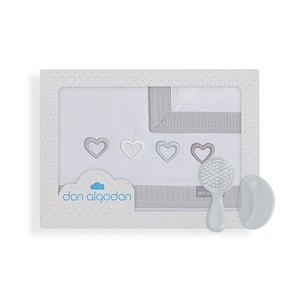 Ensemble de literie pour lit bébé 3 pièces en coton 100% à motif uni, drap bébé, technique tissée - Modèle CUORE - Product Image 1