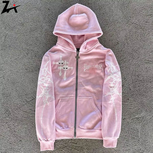 Simple Style 3D Embroidery Rhinestone Customizable Long Sleeved Oversized Pullover <b>Hoodie</b> Winter Heavyweight Cotton Streetwear - Product Image 5