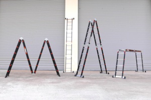 EN131 <b>Portable</b> Aluminum 4-Segment Multipurpose <b>Step</b> Ladder Easy-to-Fold Design for Home Outdoor Warehouse Construction Projects - Product Image 5