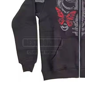 Mode tenue à la mode nouveau design à manches longues hommes coton mélangé à capuche Slim Fit solide couleur unie hommes strass sweats à capuche - Product Image 5