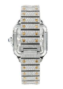 Reloj de Lujo para Hombre, Chapado en Oro Blanco de 18K, Esfera Cuadrada, Automático, con Diamantes Moissanite, Cristal, Estilo Hip Hop - Product Image 3