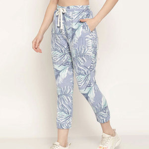 Women Winter <b>Drawstring</b> <b>Trousers</b> Flat Front 100% Cotton Breathable Comfortable Casual Daily Wear Pants for Women - Product Image 2