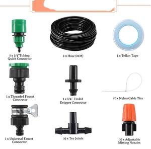 Kit d'irrigation <span class=keywords><strong>goutte</strong></span> <span class=keywords><strong>à</strong></span> <span class=keywords><strong>goutte</strong></span> réglable pour jardin, 40 m avec 40 buses, atomisation, refroidissement extérieur basse pression, humidification par pulvérisation - Product Image 6