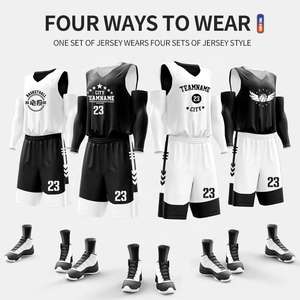 Maillot de basket-ball réversible personnalisé avec numéros et logo, en maille de polyester, en sergé, ensembles d'uniformes de basket-ball réversibles pour hommes 2025 - Product Image 3