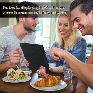 Black <b>Plastic</b> Restaurant Menu Holder Tabletop Menu Card Display Folder for Cafe Fastfood Hotel Dining - Product Image 6