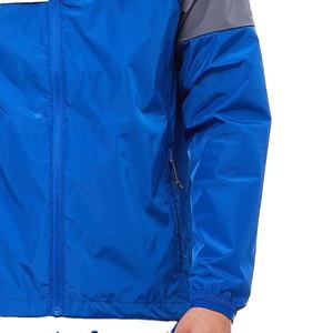 Men's Blue Color Blocking Hooded Track Suit Set Sporty Zippered Jacket Pants Quick Dry Polyester Spring Wear - Product Image 5