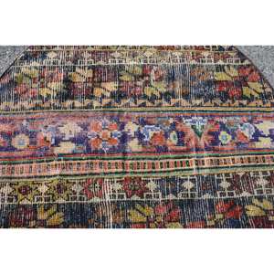 Alfombra turca vintage clásica ecológica de pelo medio, 3,8x3,8 pies, lana, rojo, amarillo, diseño de retazos, área grande, comedor ovalado - Product Image 5