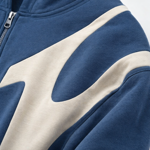 Sudadera con capucha extragrande para hombre, con bloques de color y cremallera completa, estilo urbano, con paneles en contraste, de forro polar grueso y mezcla de algodón. - Product Image 6