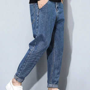 Jean en denim déchiré à taille mi-haute pour homme, coupe crayon, respirant, avec trous aux genoux, logo personnalisé, OEM, style urbain, bio - Product Image 3