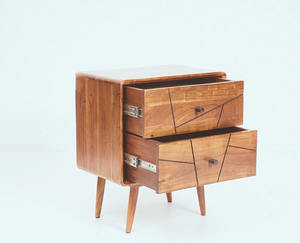 Mesita de noche Acme de madera maciza Elegance Serenity con dos cajones para dormitorio y sala de estar. - Product Image 3