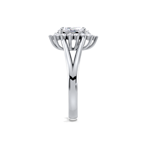 IGI Certified Pear Cut Lab Grown Diamond Halo <b>Split</b> Shank Engagement-Wedding <b>Ring</b> in 14K Yellow / White & Rose Gold - Product Image 3