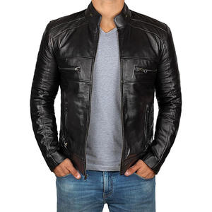 Chaqueta de cuero elegante y a la moda, de buena calidad, la más vendida, al precio más bajo, nuevo diseño, 100% cuero puro para hombre - Product Image 4
