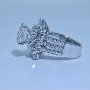 Bagues de mariage en or blanc massif de haute qualité 18 carats de forme ronde bagues en diamant cultivées en laboratoire pour femmes bijoux fins - Product Image 5