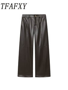 Pantalon en similicuir pour femme TFAFXY, automne-hiver 2025, taille haute, pantalon décontracté pour femme, pantalon de rue, Y2K - Product Image 3