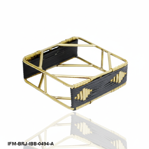 กำไลข้อมือทองเหลืองทำมือ ประดับด้วยด้ายไหมสีดำ ลายเรขาคณิตแบบชนเผ่า สำหรับผู้หญิง - Product Image 2