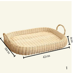 Nouveau Plateau de Service Rectangulaire en Rotin Tressé à la Main Écologique Vietnamien avec Poignées, Jetable pour la Restauration - Product Image 6