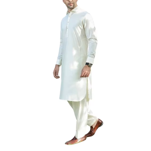 New 2026 Wholesale Classic White Or Men's Shalwar Kameez With Crisp Collar And Button <b>Detail</b> Timeless South Asian For Sale - Product Image 1