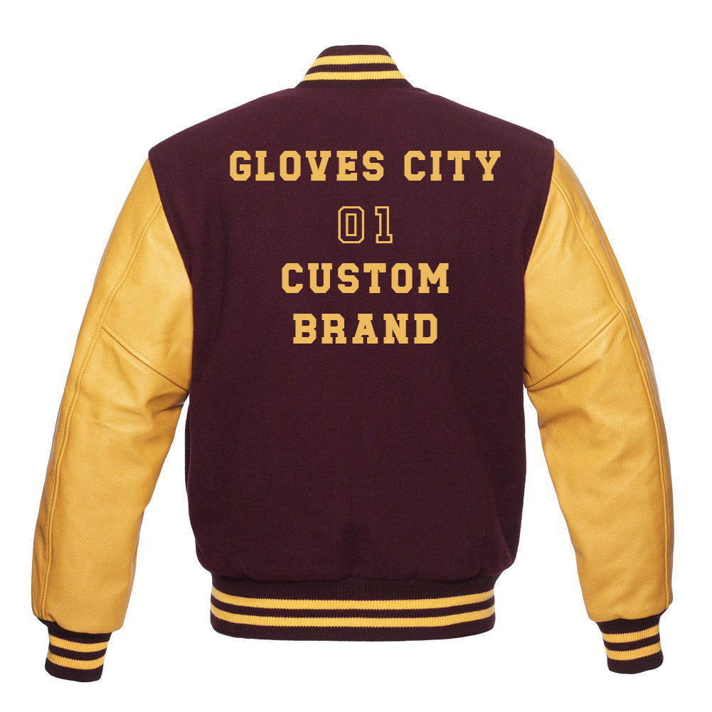Custom Men's Varsity Letterman Jacket in Royal Red & Yellow Wool