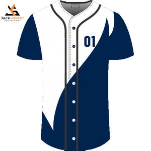 Services ODM Maillots de baseball personnalisés Logo imprimé Étiquettes privées Fabrication artisanale Terre 100% polyester Antibactérien Col en V - Product Image 1