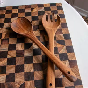 Wooden Resin Spoon With Fork Decorative Salad Serving Utensils Stylish <b>Tableware</b> Cutlery - Product Image 1