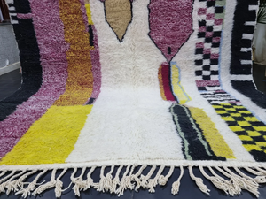 100% Wool Moroccan Handmade <b>Rug</b> 8x10 Size <b>Hand</b> Knotted Orange And Blue <b>Rug</b> For Home Decor Abstract <b>Rug</b> - Product Image 2