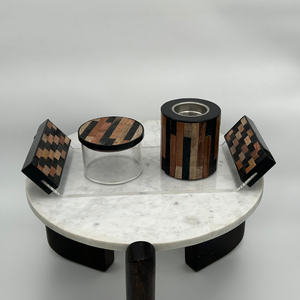 Juego de Quemadores de Incienso de Madera de Lujo con Incrustaciones, Diseño Geométrico en Blanco y Negro con Bandeja de Acrílico Transparente y Caja de Incienso para Regalo y Hogar - Product Image 3